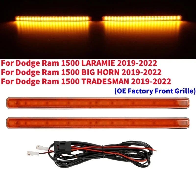 Car Front LED Grille Light for Dodge Ram 1500 LARAMIE / BIG HORN / TRADESMAN 2019-2022 (OE Factory Front Grille)