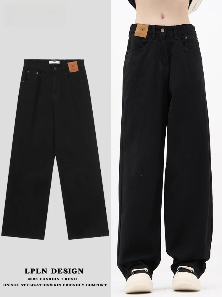 

Джинсы Cleanfit Bla Casual прямого кроя, свободные, с высокой талией, на молнии, из эластичного денима, для подростков