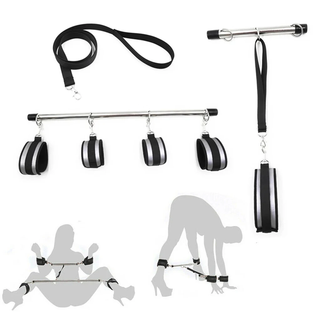 Sex Toy Kits Adult Game Restraint Shackles Metal Spreader Bar Bondage Set Handcuff Ankle Cuffs Collar Fetish Slave Bdsm Roleplay