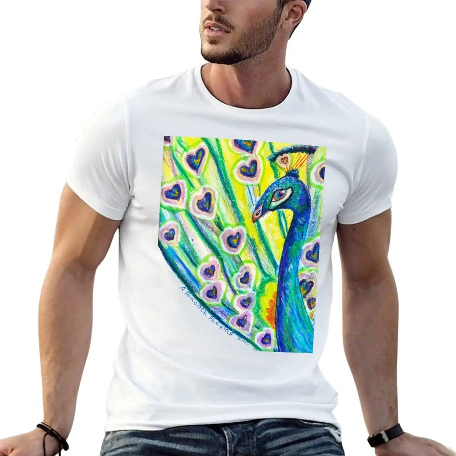 Peeking Peacock T-Shirt for a boy man clothes funny t shirts men