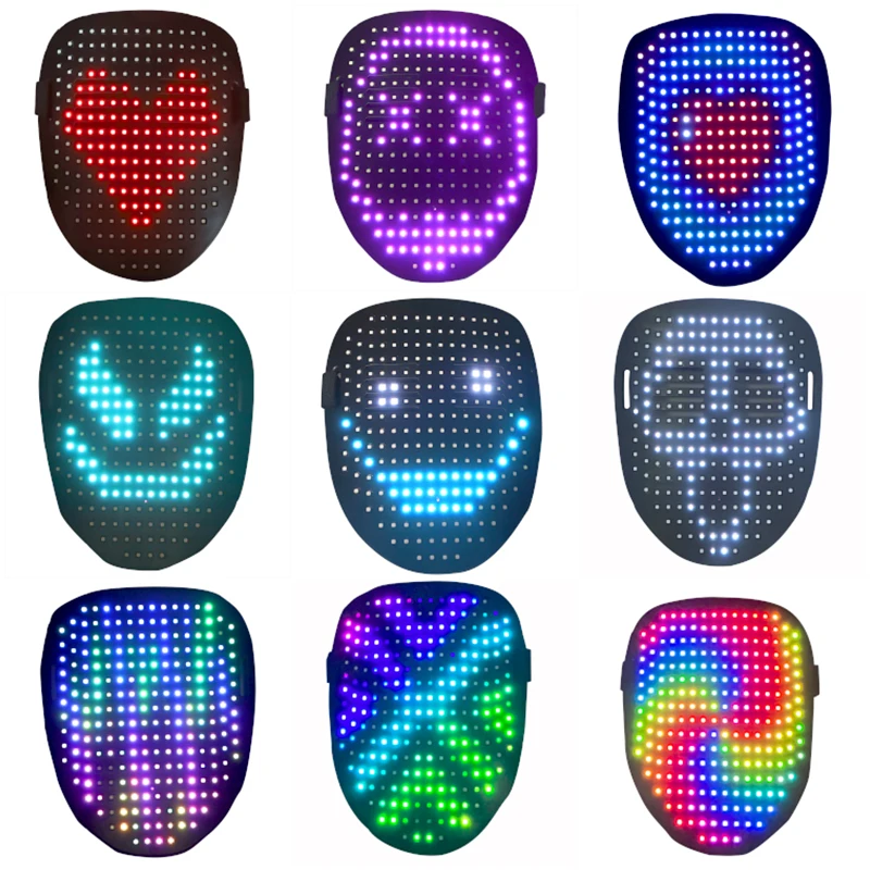 Led Light Up Mask With 50 Pattern Display Party Glowing Maskmasquerade Dj Costume  Halloween Gift Mask For Aduit Kid Men Women