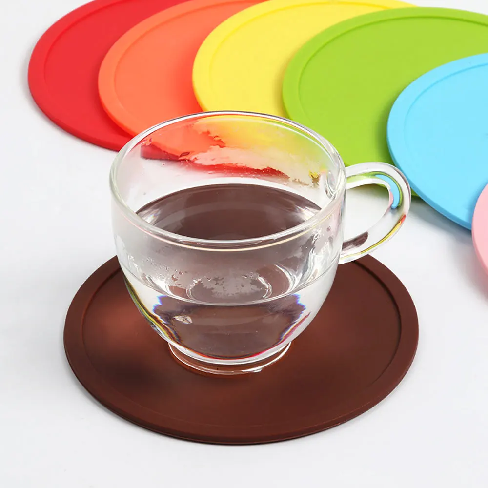 Silicone World 10/9cm Silicone Coaster Slip Insulation Cup Mat Table Mat Anti Overflow Edge Round Mug Coaster Tea Bar Accessory