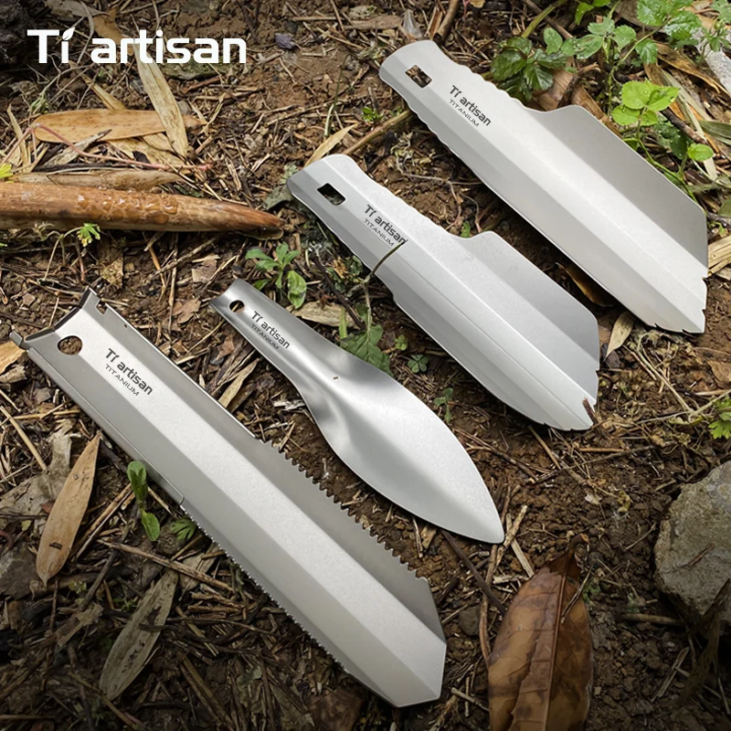Tiartsian التيتانيوم النقي الصفصاف شكل البستنة مجرفة التخييم في الهواء الطلق خفيفة المحمولة مجرفة حفر صغيرة مع المشبك