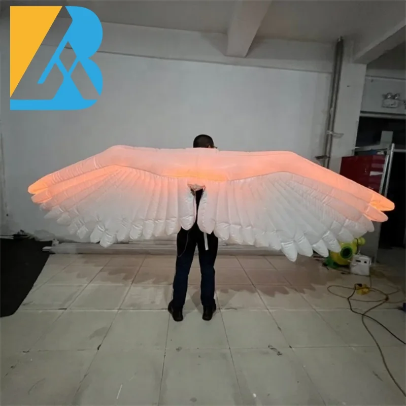 

Custom Made Parade 4 Meters Width Large Inflatable Angle Wings Costumes with LED Lights Toys