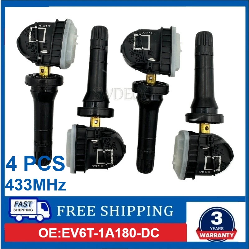 4PCS EV6T‑1A180‑DC Sensor de Pressão dos Pneus TPMS EV6T‑1A180‑CB 433MHz Para Ford KA+ Transit Connect B‑MAX Grand C‑MAX Ranger Ecosport