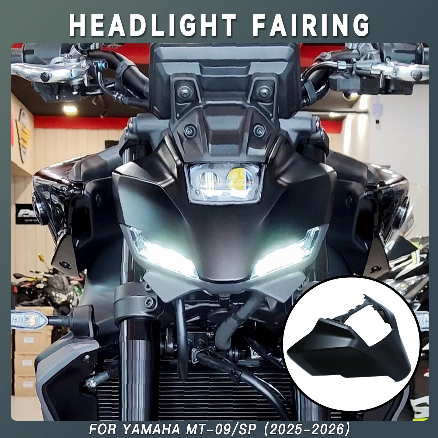 

For YAMAHA MT-09 MT-09 SP Motorcycle Front Headlight Cover Front Lip Cover Fairing MT09 Headlight Lamp Cowl Head Cover 2025 2026