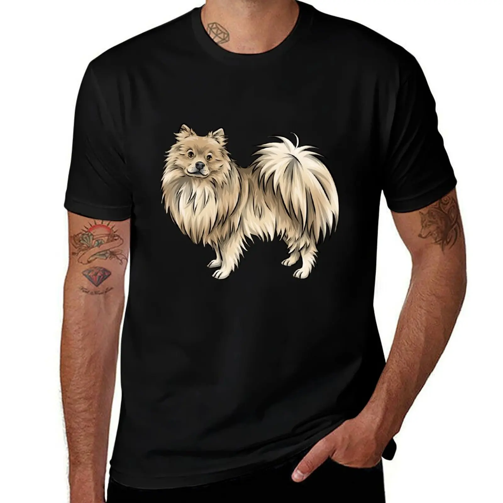 Cute German Spitz Klein | Cute Cartoon Dog Artwork T-Shirt t shirts for man cotton T-Shirt