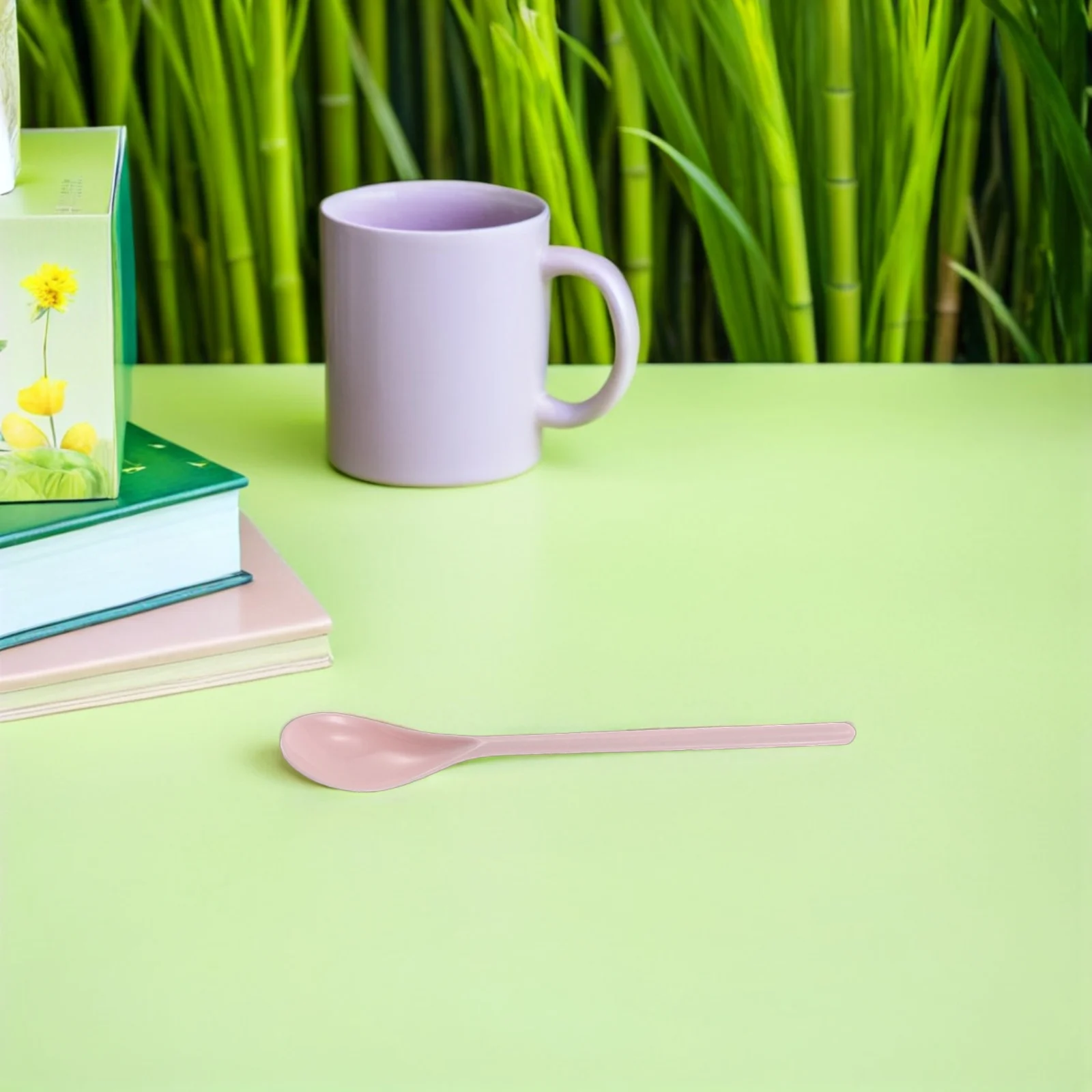 6 قطعة ملاعق أطفال بمقبض طويل مقاومة للسقوط من البورسلين المقلد أدوات تغذية إبداعية بلون واحد للأطفال الصغار والأطفال