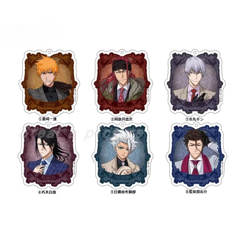 Game Abarai Renji Byakuya Kuchiki Kurosaki Ichigo Hitsugaya Toushirou Keychain Doll Anime Acrylic Keyring Pendant for Gift