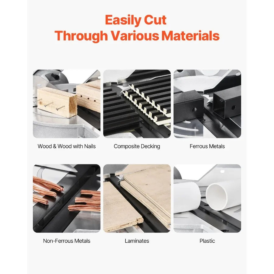 Troncatrice composita scorrevole con lama da 12 pollici Motore da 15 Amp con doppio smussaggio da 60 denti