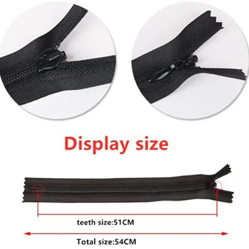 10Pcs 3# 6Inch-24 Inch (15cm-60cm) Invisible Zippers Black White Nylon Coil Zipper Tailor For Handcraft Sewing Cloth Accessorie