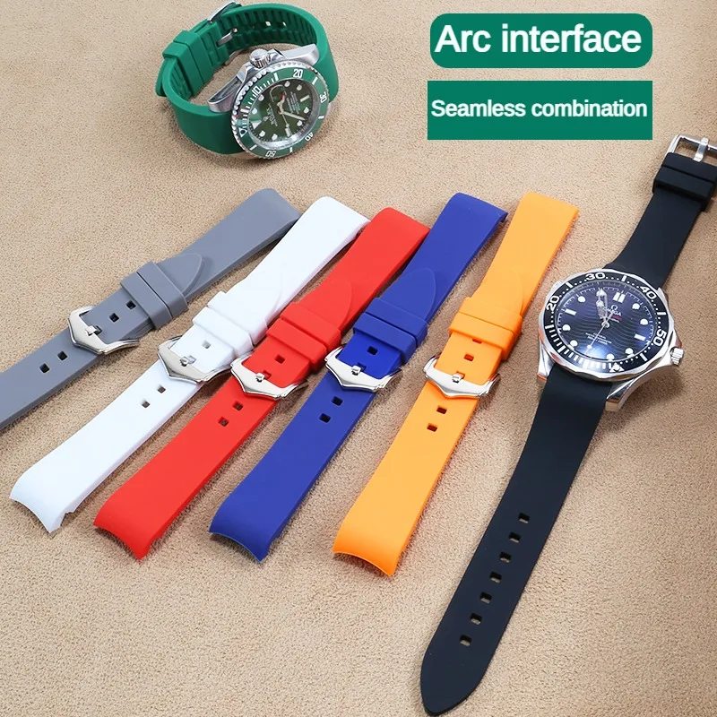 

Universal Silicone Watchband For Various Brands 18/19/20/21/22/23/24mm Curved Interface Rubber Strap