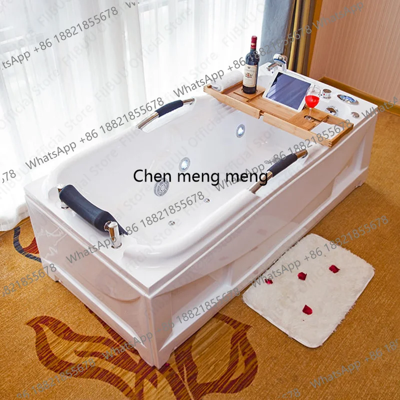 Multifunctional 1.8-Meter Widen Acrylic Bathtub With High Load-bearing Capacity and Double-sided Skirt,White Bathroom Furniture