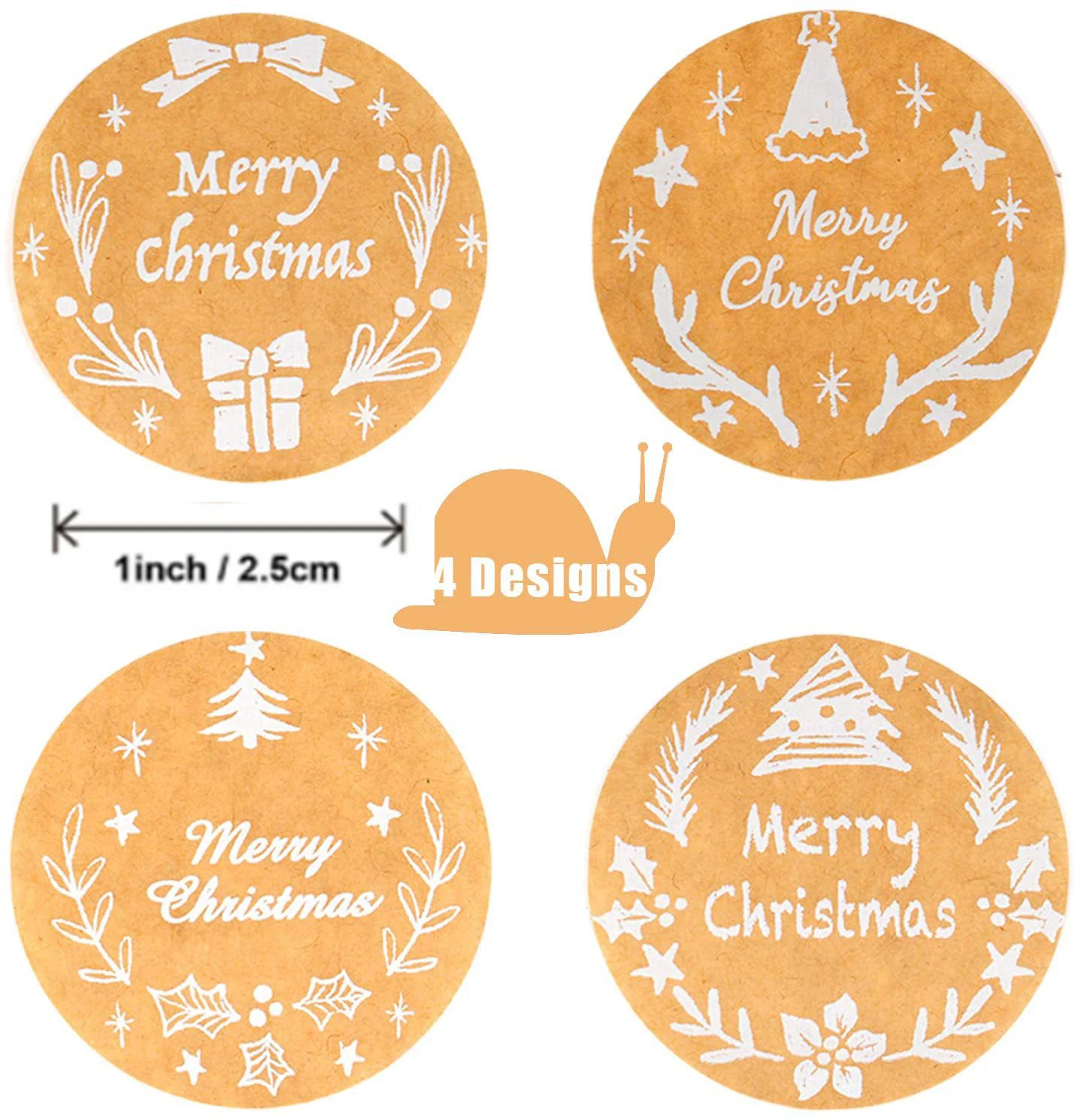 50-500pcs Christmas Fawn Merry Christmas Sticker Cowhide Sticker Merry Christmas Decoration Label 1inch