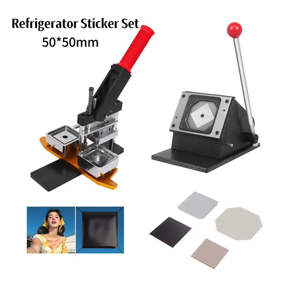 

50*50Mm Fridge Magnet Making Machine Square Kit 2X2Inch Button Maker Manual Starter Photo Magnetic Machine With 1000 Material