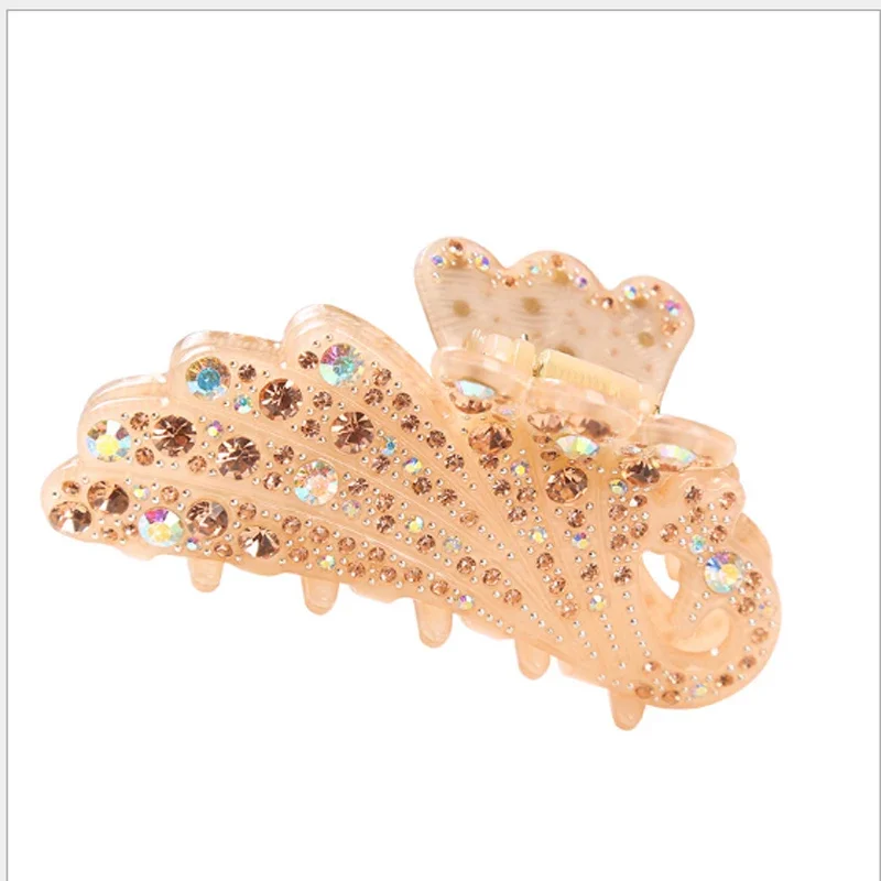 Full Rhinestone Hair Claws Pins And Clips Shinning Crystal Acetate Clasp Crab For Women Thick Long Hair Jewelry Accessory Girl