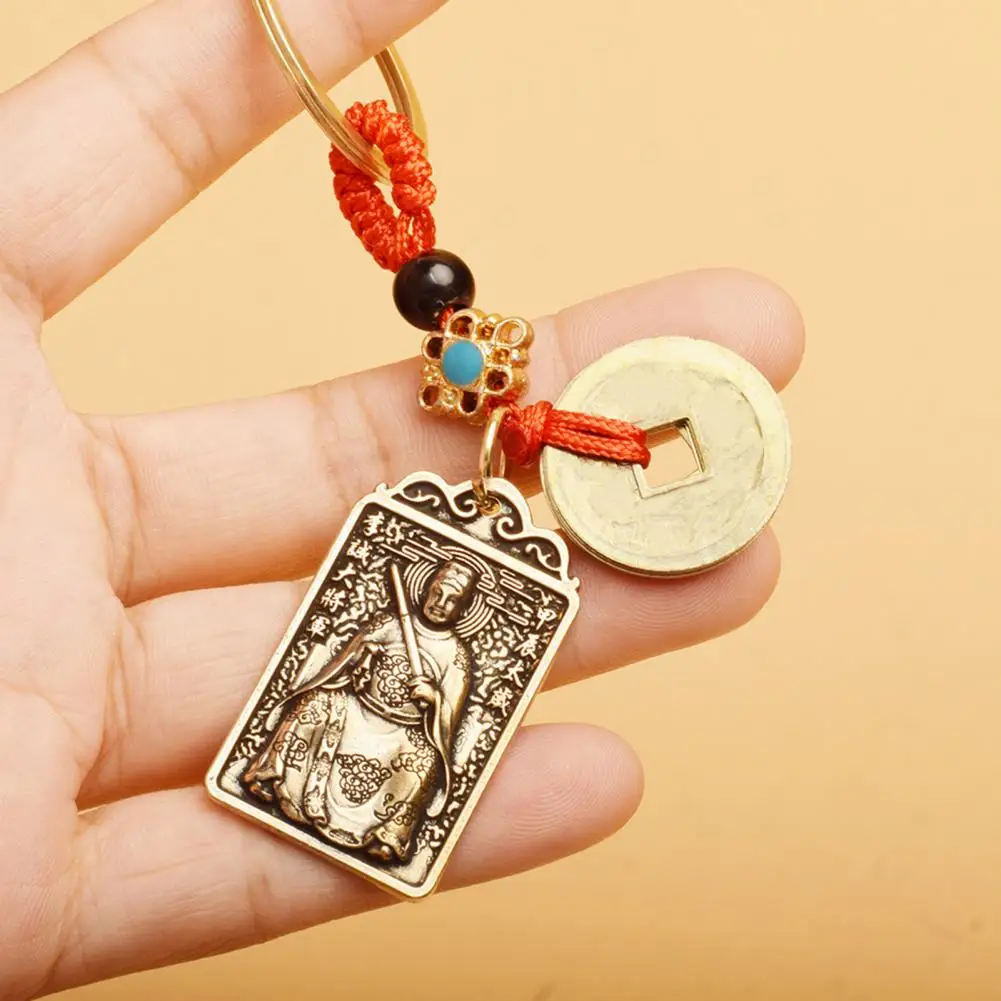 Feng Shui Tai Sui Card Chinese Lunar Year of The Dragon 2024 Keychain Pendant Retro Good Luck Keychain Charm