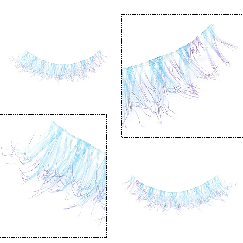 3d colorido sintético cílios postiços gradiente brilhante cílios decorativos 1 par por pacote beleza saúde maquiagem acessórios