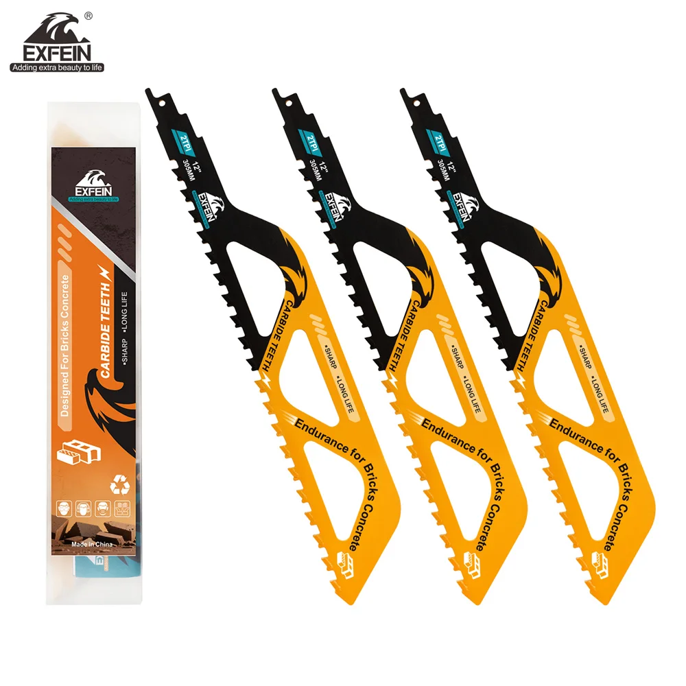 

EXFEIN Cutting Concrete Reciprocating Saw Blade 12-Inch Carbide Blades for Cutting Concrete Bricks Hollow Bricks Saw