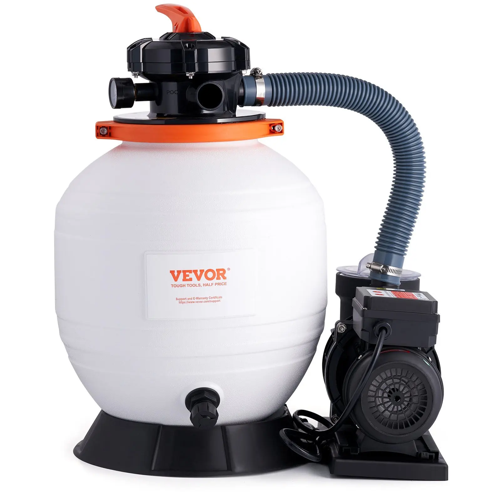 VEVOR Sand Filter Pump for Above Ground Pools, 14-inch, 3000 GPH, 3/4 HP Swimming Pool Pumps System & Filters Combo Set with 6-Way Multi-Port Valve & Strainer Basket, for Domestic and Commercial Pools