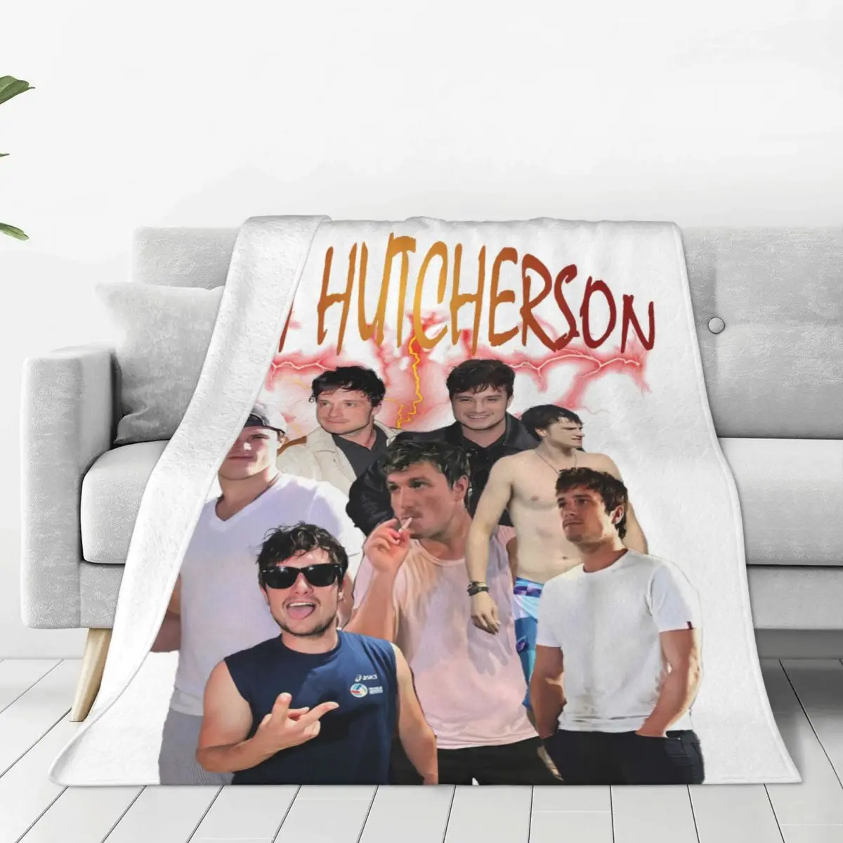 Soft Durable Blanket Travel J-Josh Hutchersons Throw Blanket Actor Poster Flannel Bedspread Couch Chair Print Sofa Bed Cover