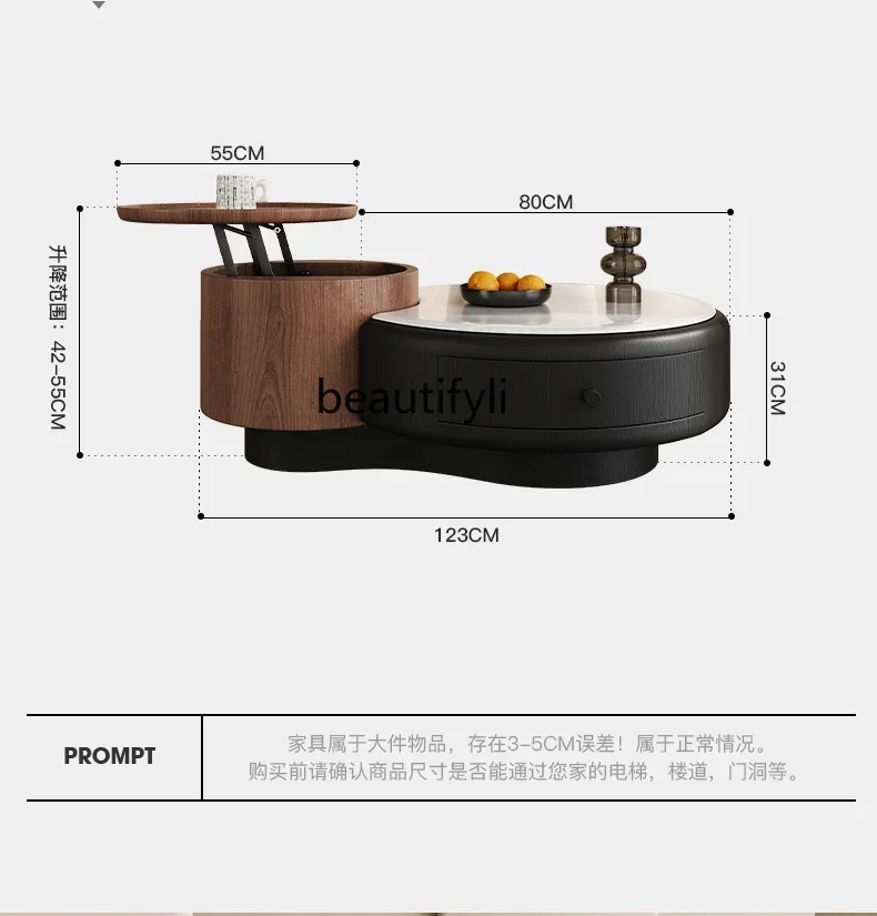 E153 Vintage Style Large and Small Coffee Table Set Nordic Modern Minimalist Living Room Small Apartment Round Coffee Table