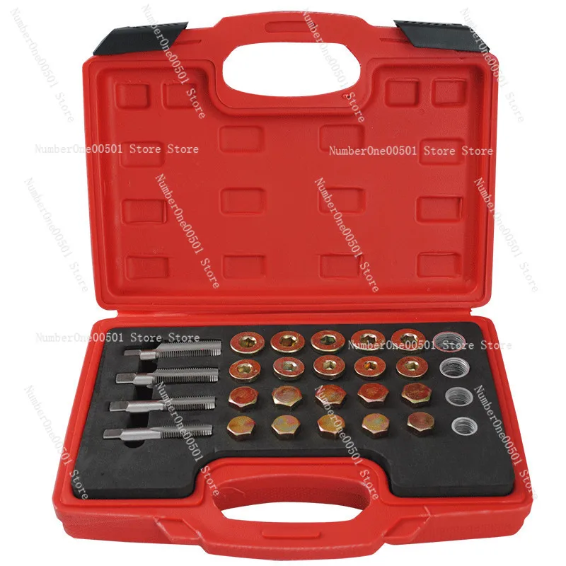 Oil Pan Thread Repair Kit Crankcase Gear Box Drain Tool Set 64pcs