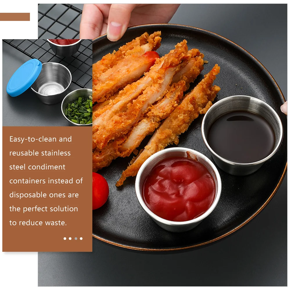 

4Pcs Stainless Steel Sauce Cups Multi-Function Condiment Containers for Home Kitchen Camping Soft Sided Cooler