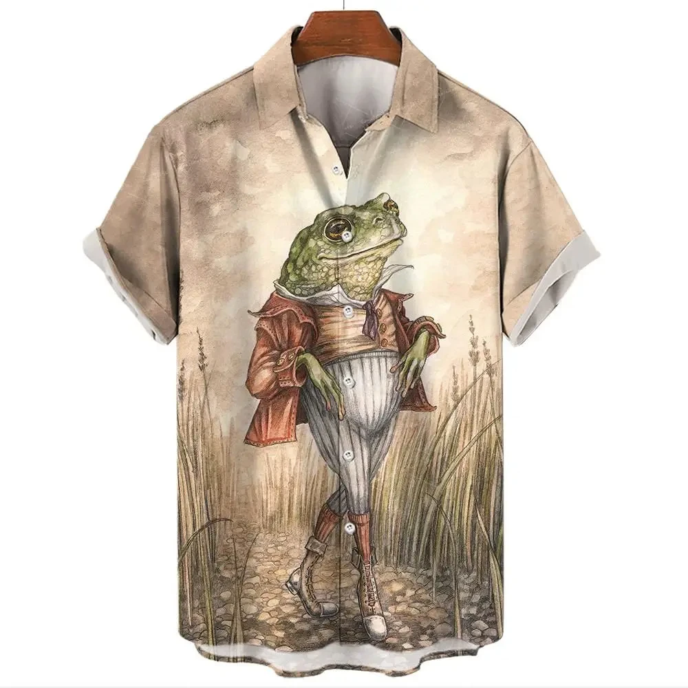 3D Printed Men Hawaiian Streetwear Funny Frog