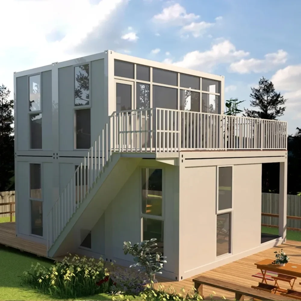 Two storey Flat Pack Container Office Luxury Mobile Home For Sale Container House  Prefabricated Modular House