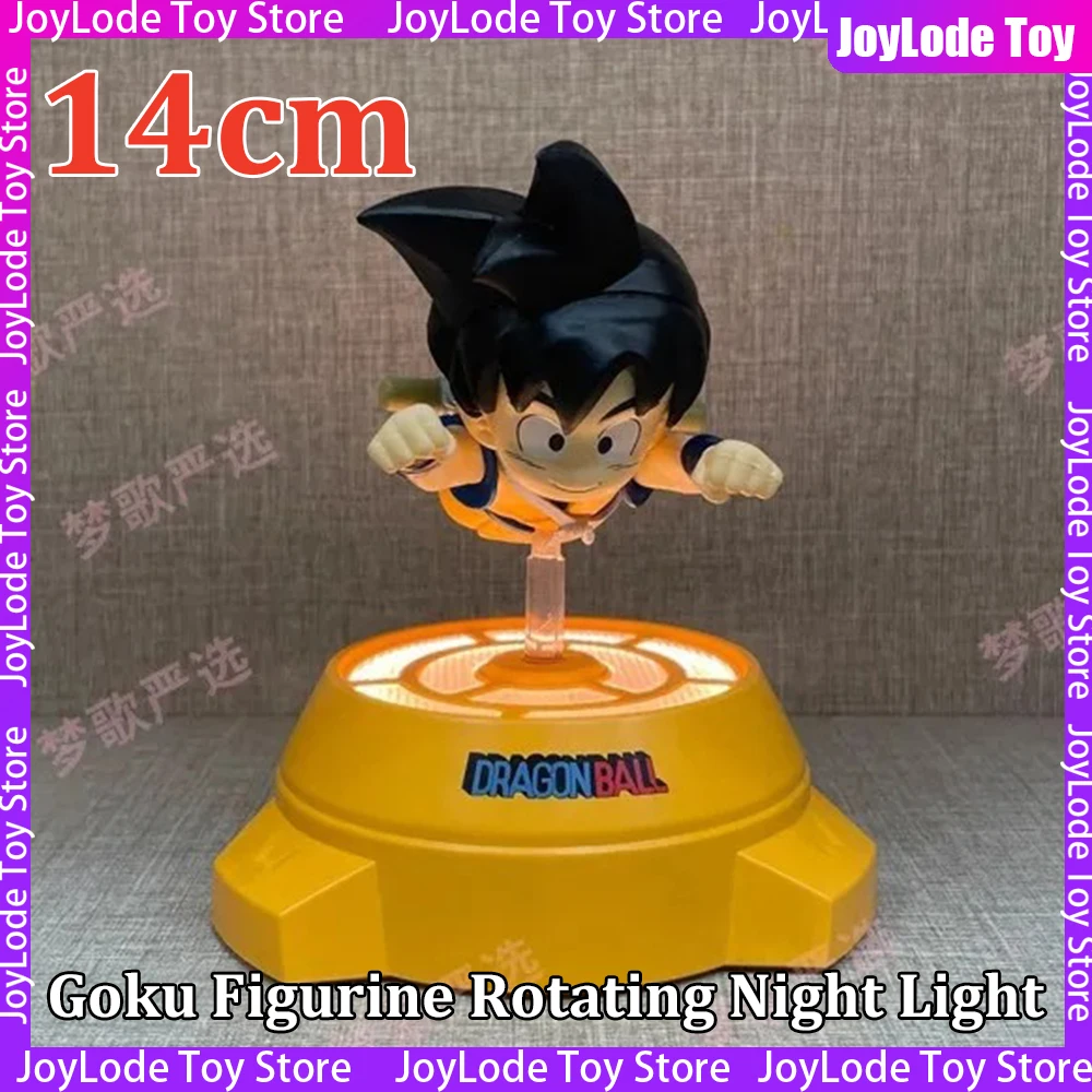 14cm Dragon Ball Anime Figure Goku Figurine Rotating Night Light Goku Collection Model Desktop Car Ornament Toys Gifts