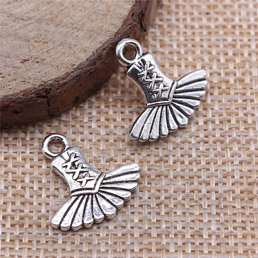 

Wholesale 150pcs/bag Charms Ballet Dress Tutu Ballerina 17x17mm Antique Silver Color Making Pendant Fit DIY Handmade Jewelry