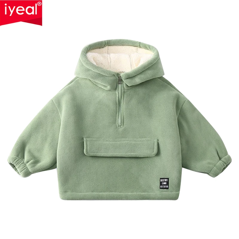 IYEAL New Children\'s Jacket Autumn Winter Kids Boy Clothes Thickened Warm Pullover Top Boys Girls Outerwear Plush Hoodies