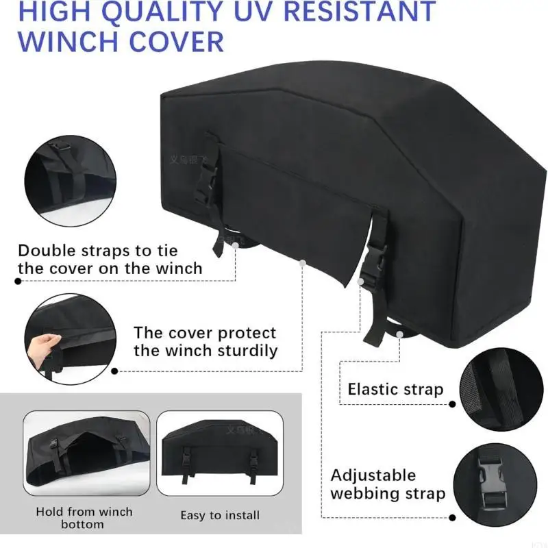 

Waterproof Cover Oxford Fabric Winch Cover Dustproof Heavy Duty Winch Cover Tear Resistant Easy Installation D7YA