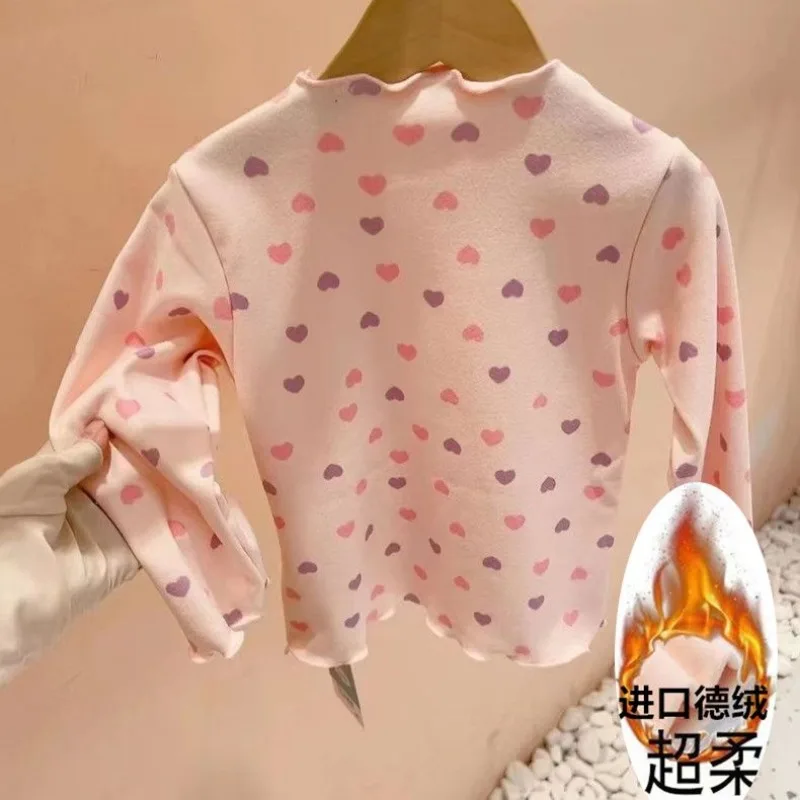 Disney เสื้อลายมิกกี้เด็กผู้หญิง, เสื้อคอเต่าแขนยาวลายดอกไม้ผ้าฝ้ายเนื้อผ้าบางใส่ฤดูใบไม้ร่วงฤดูหนาว