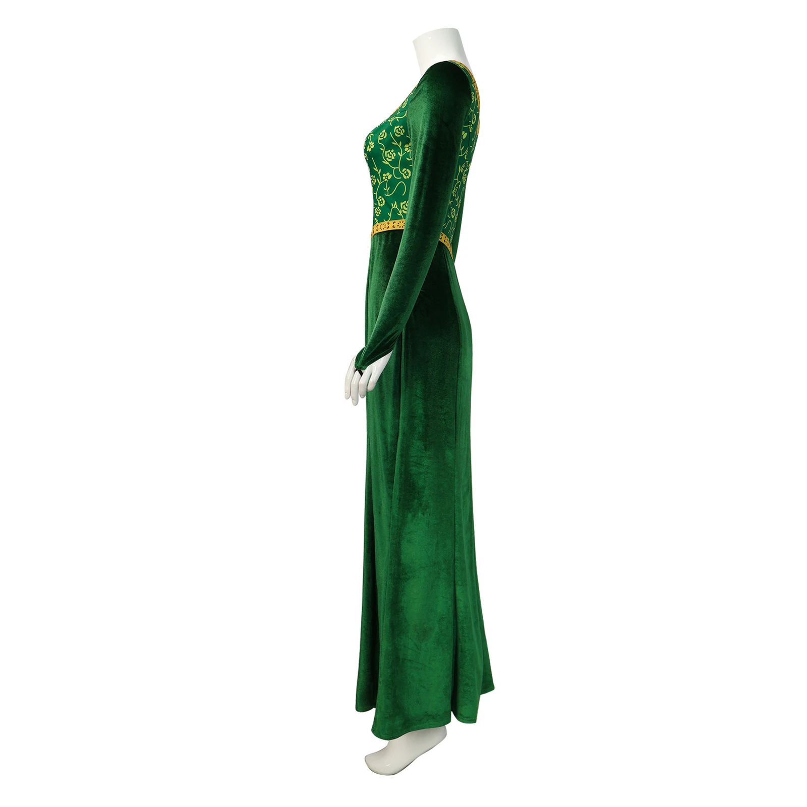 فستان فيونا التنكري للنساء بأكمام طويلة، فستان مخملي أخضر، زي الهالوين