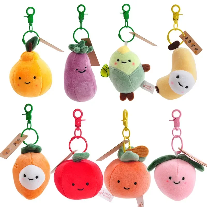

Creative Fruit Plush Pendant Short Plush Keychain Apple Orange Peach Doll Kawaii Backpack Couple Pendant Gifts