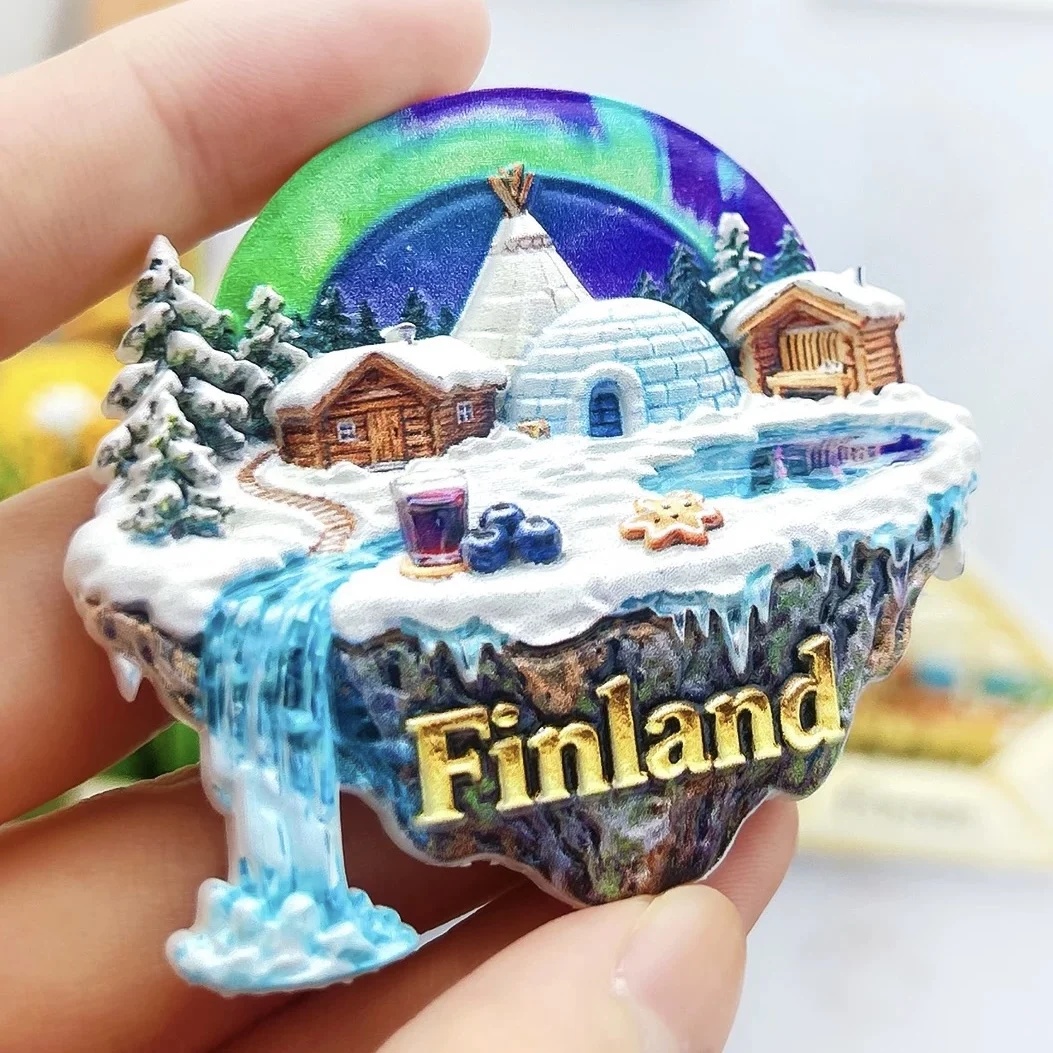Finland 3D Refrigerator Magnets, Travel Souvenir Fridge Magnets, Creative Handmade Fridge Magnets