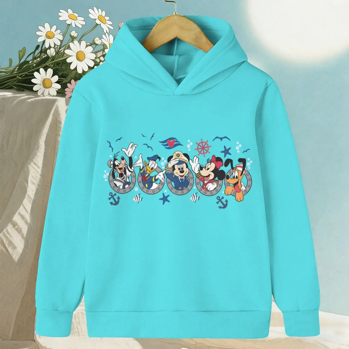

Girl Boy Matching Outfits Cartoon Character Group Graphic Hoodie Kids Vacation Pullover 2026 Girls Boys Mickey and Friends Top