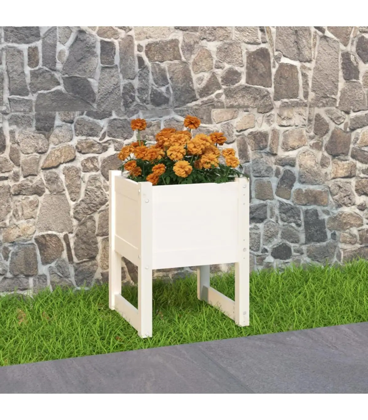 Planters and planters planter planter solid wood pine White 40x40x52,5 cm