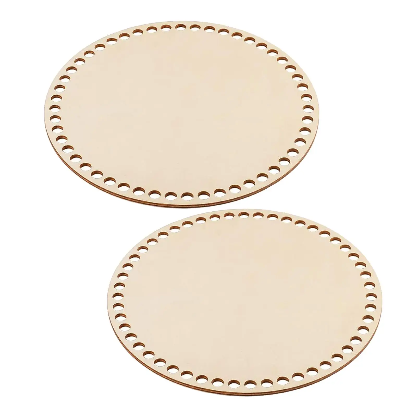 4x سلة كروشيه فارغة سلة خشبية أسفل سلة كروشيه منحوتة يدويًا مستديرة #2