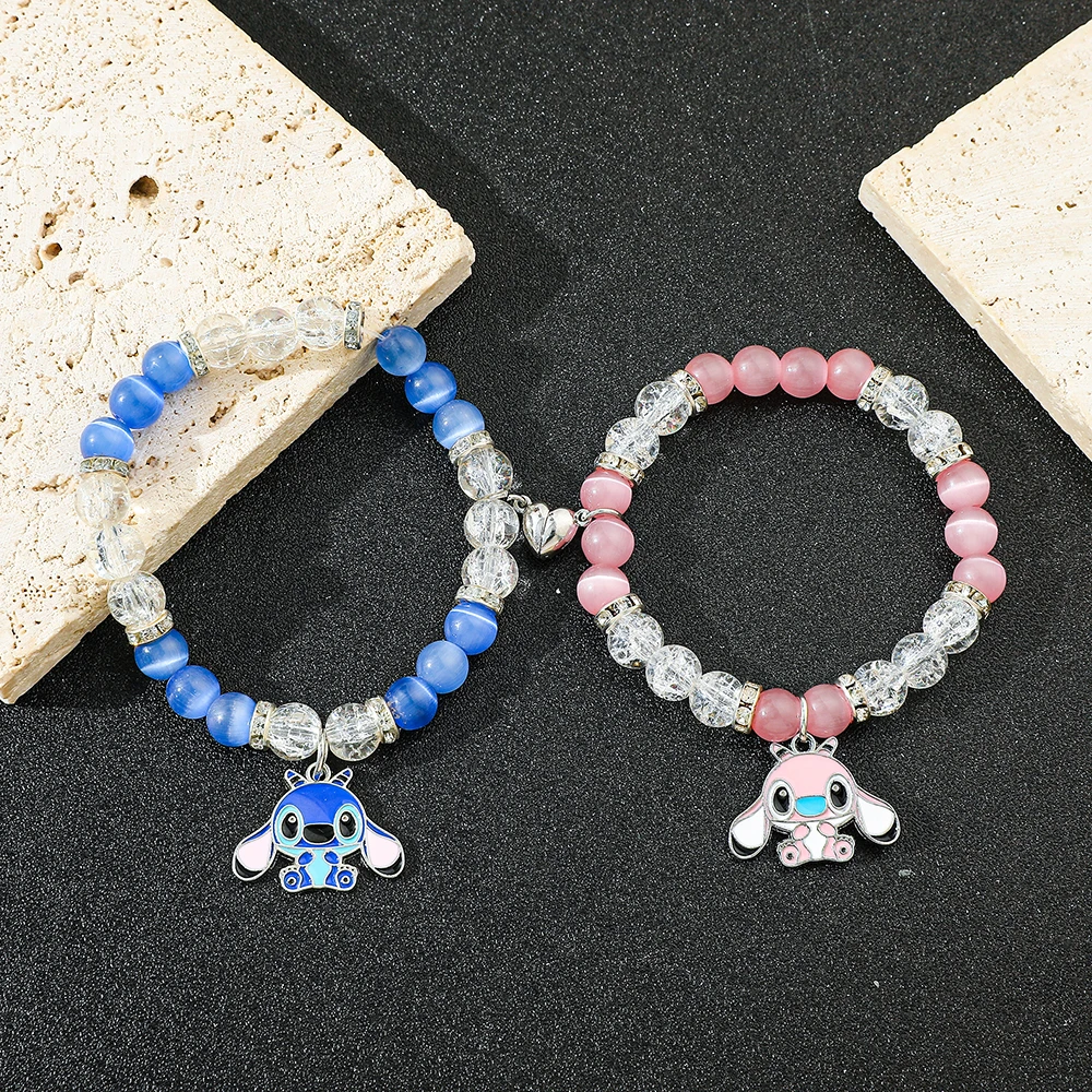 2 قطع القلب المغناطيسي غرزة الملاك زوجين أساور الصداقة الحب هدية عيد الميلاد عيد الحب الحاضر