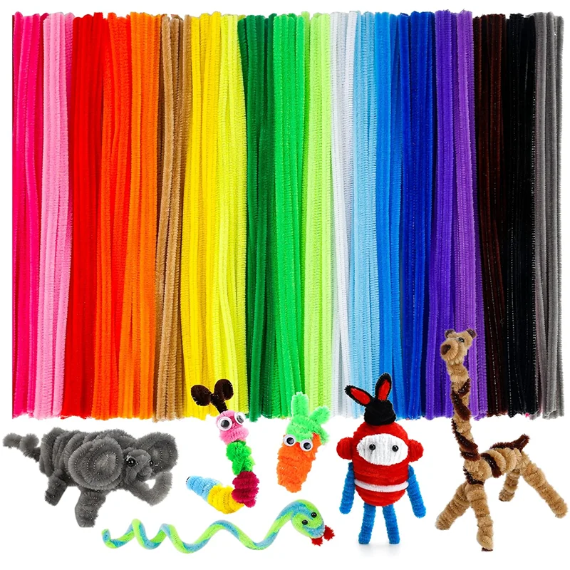 Chenille Sticks Pipe Cleaner Kids DIY Puzzle Chenille Stems for DIY Art Creative Crafts Project Decorations (6mm x 12 inches)