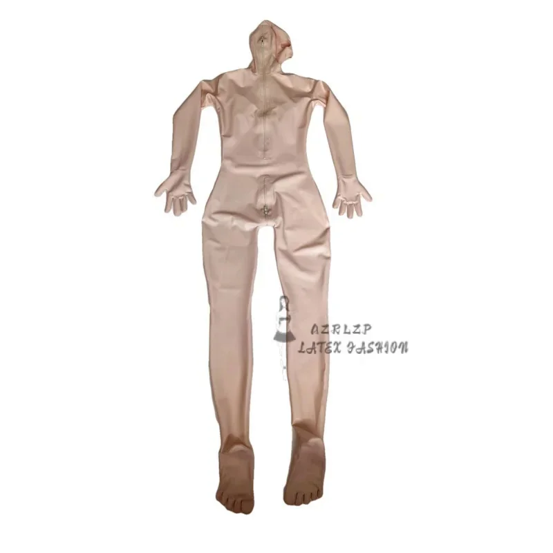 Latex Catsuit Fingers Toes Full Coat Zentai 3D Stereoscopic Chest Zipper Open Crotch Bodysuit Leotard