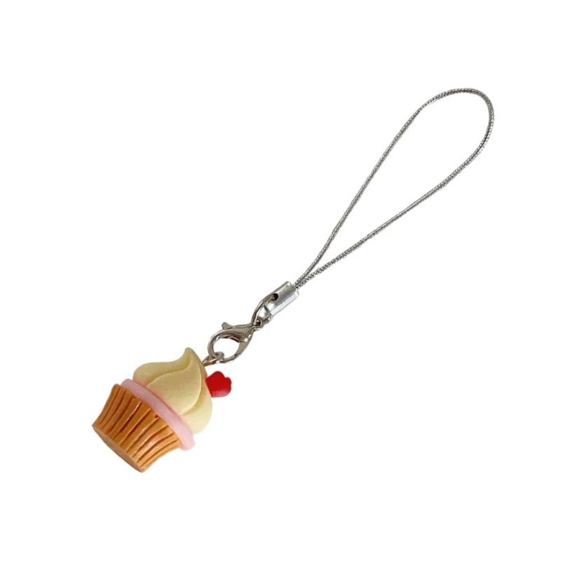 Cake Shaped Keychain Resin Phone Charm Keyring for Trendy Bag Decoration