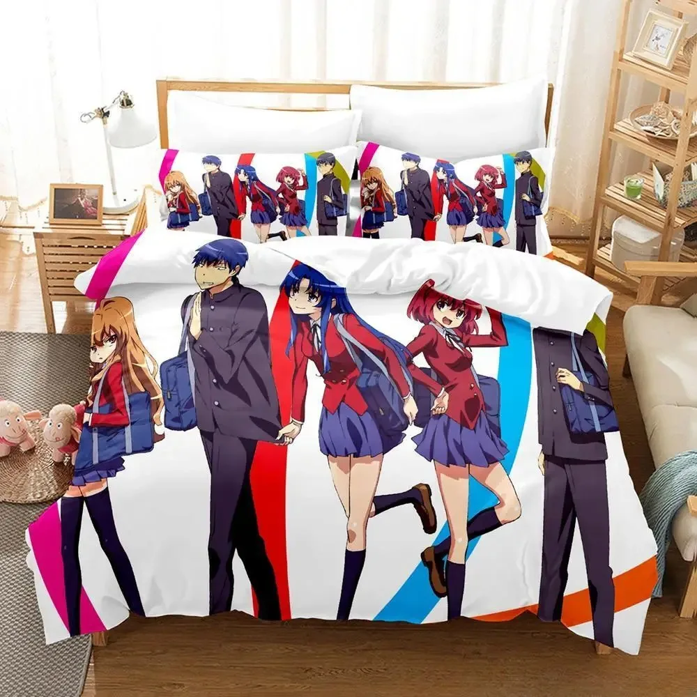 Toradora conjunto de cama único gêmeo completo queen king size conjunto adulto criança quarto conjuntos capa edredão impressão 3d anime conjuntos folha