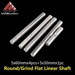 Bearing Steel Rod D Type Shaft Grind Flat Linear Rail Round Length 30mm 60mm Diameter 5mm For Voron Motion Parts