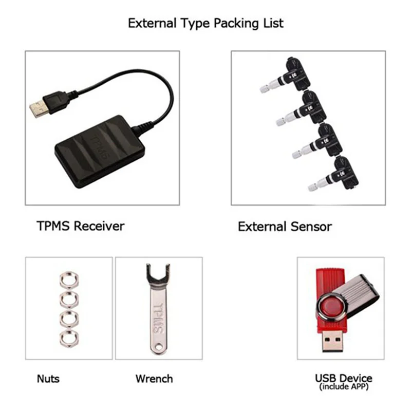 

NEW-2X Автомобильная система контроля давления в шинах TPMS USB Android Навигация Обнаружение давления в шинах Внутренний датчик давления в шинах