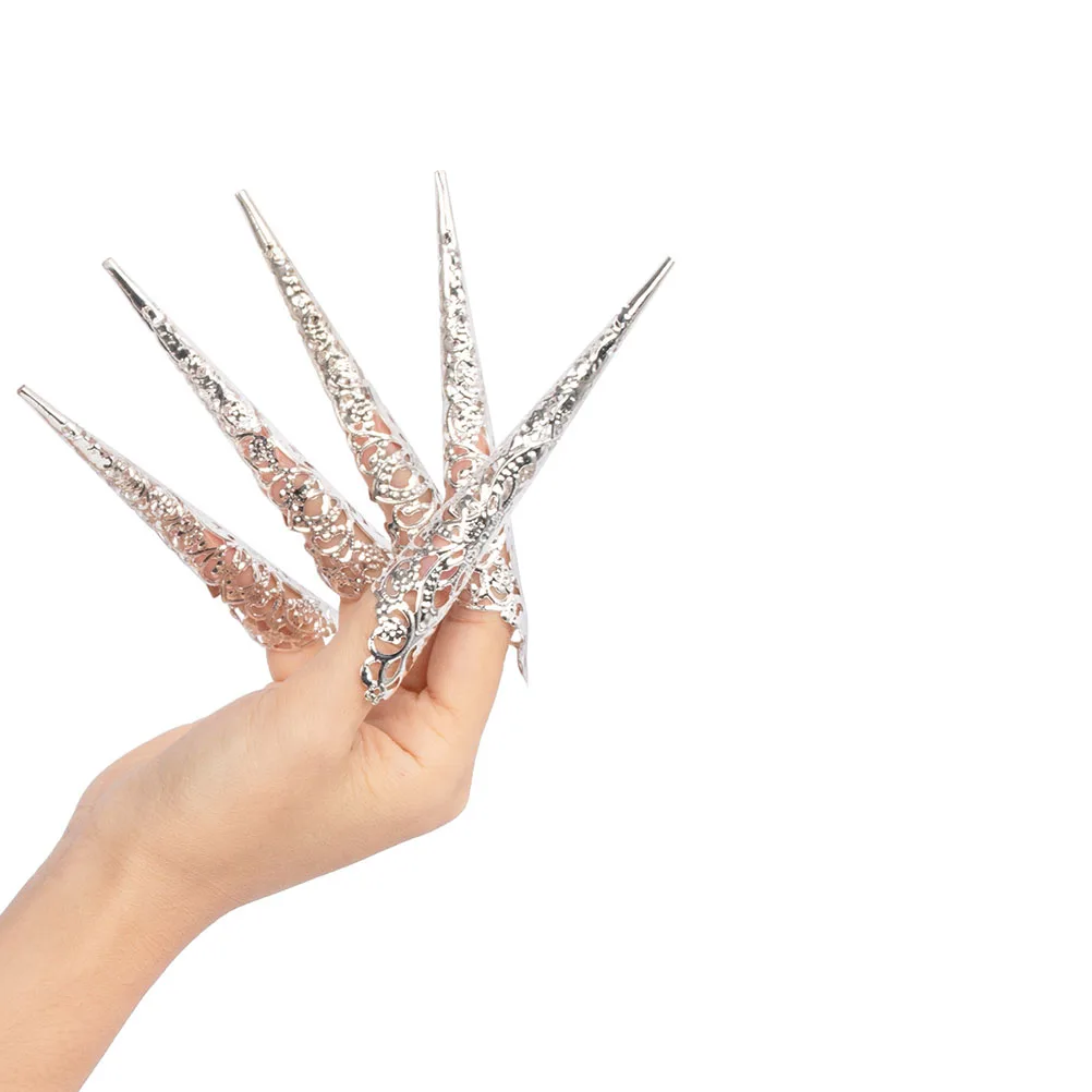 

10pcs Long Fake Covers Halloween Cosplay Props Finger Nail Decors Scary Party Decor Prank Gift Witch Roleplay Masquerade Nail