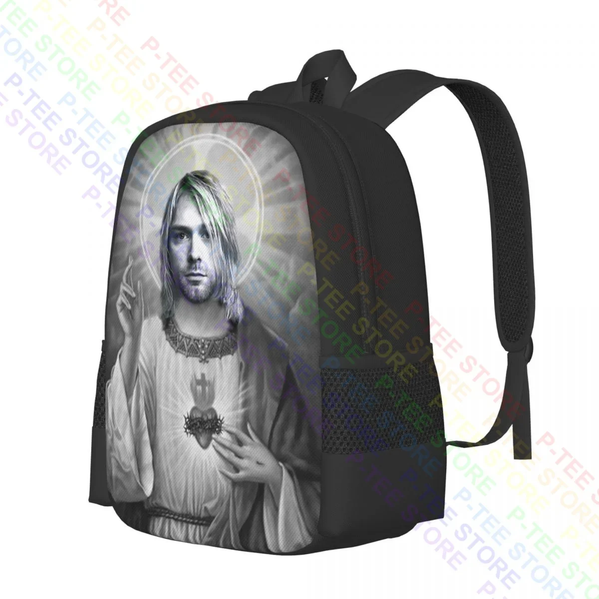 Kurt Cobain Saviour Saint Printblack S HommetumblrBackpack Large Capacity Shoe Bag Schoolbag